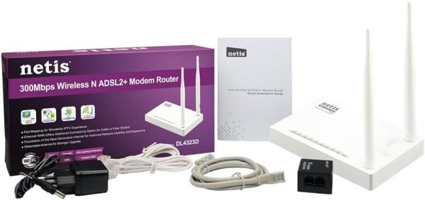 Netis Modem Routeur Sans Fil N ADSL2+ Antenne Détachable 300 Mbps
